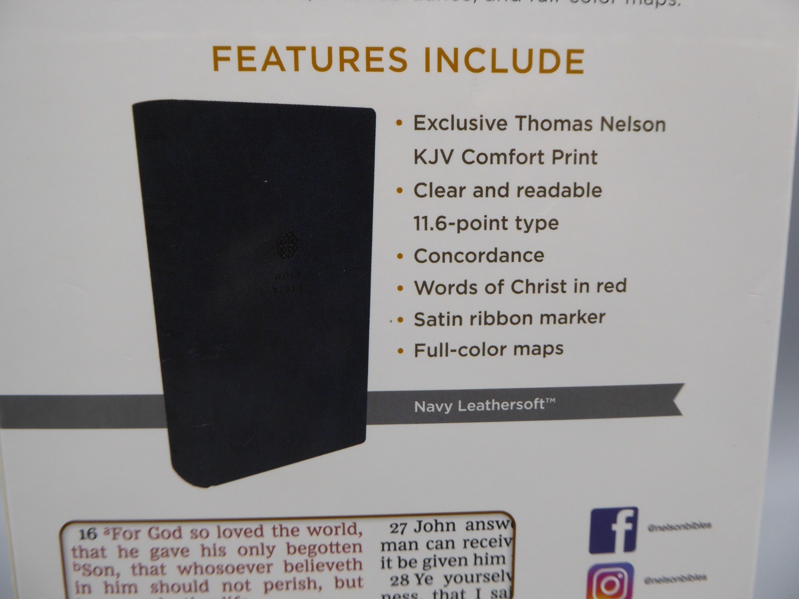 King James Version Bible, Large Giant Print 11.5-Pt, Blue Leather-Soft Cover