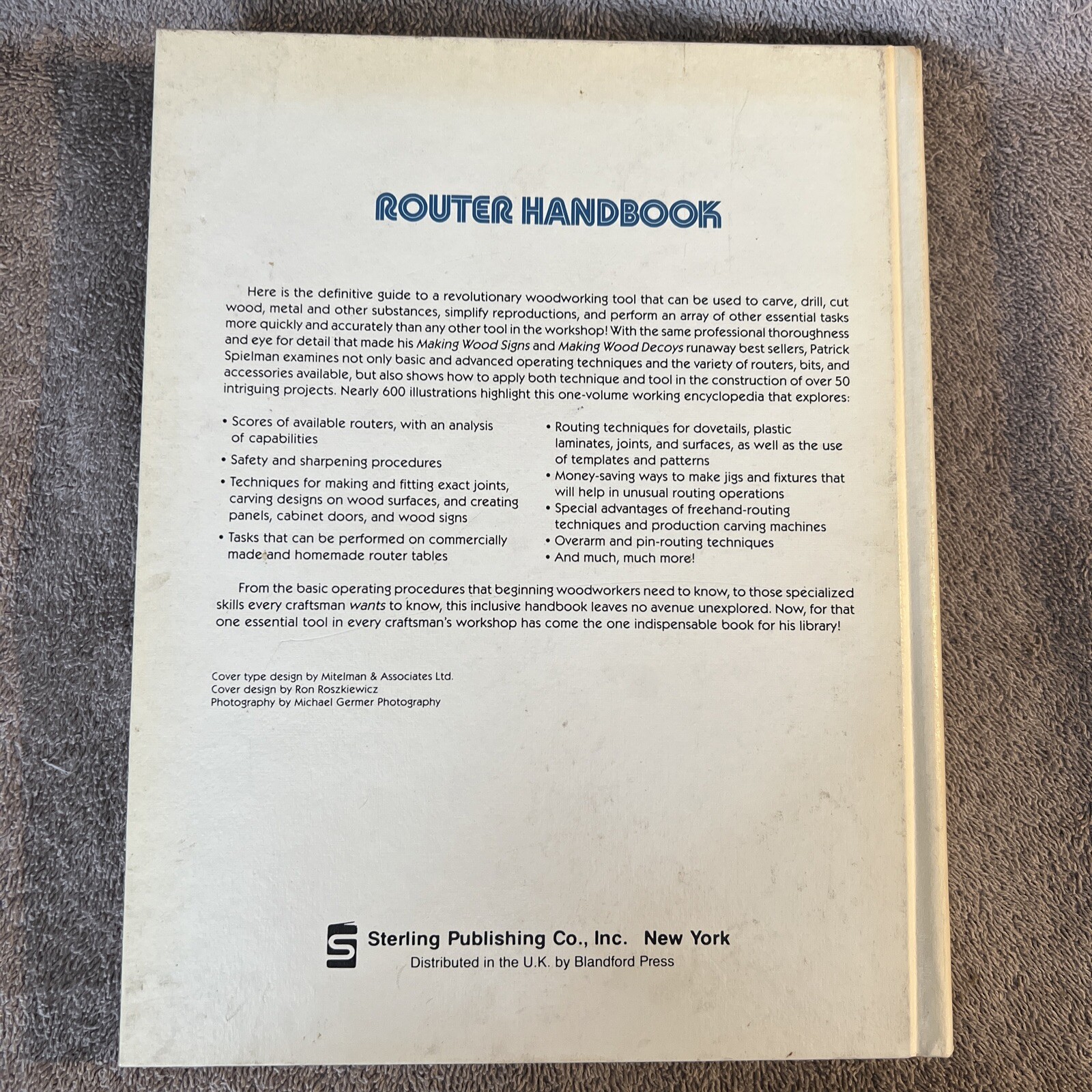 ROUTER HANDBOOK by Patrick Spielman 1983 Hardcover Good Condition WOODWORKING