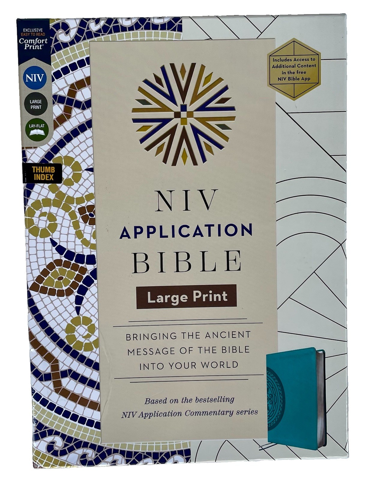 NIV Application Bible, Large Print, Leathersoft, Thumb Index, Easy To Read, Teal